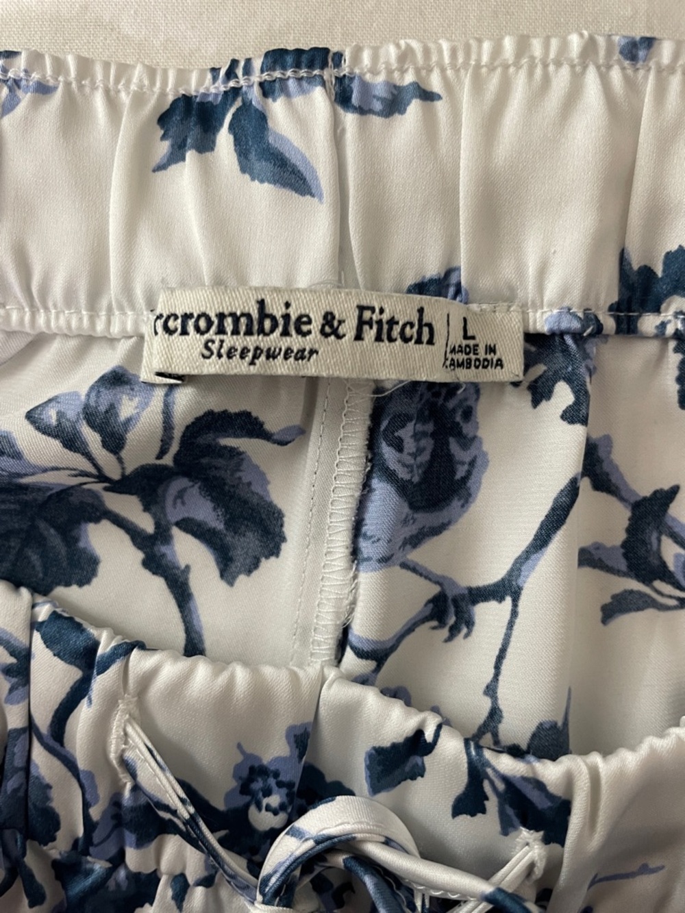 Abercrombie & Fitch Bird & Flower Print Satin Pajama Bottoms L - Picture 11 of 11